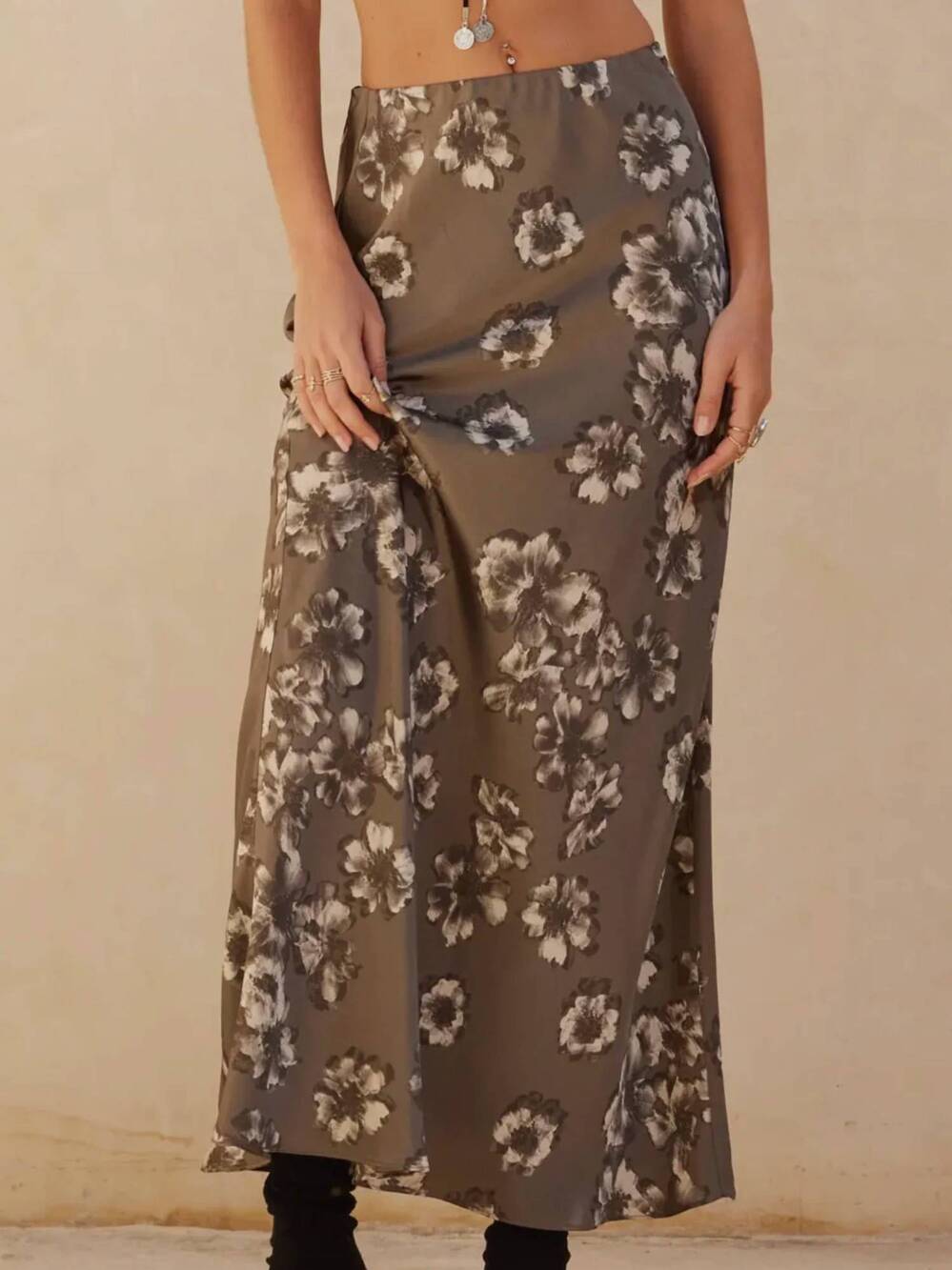 NEW PROMESA marlowe maxi skirt in stone